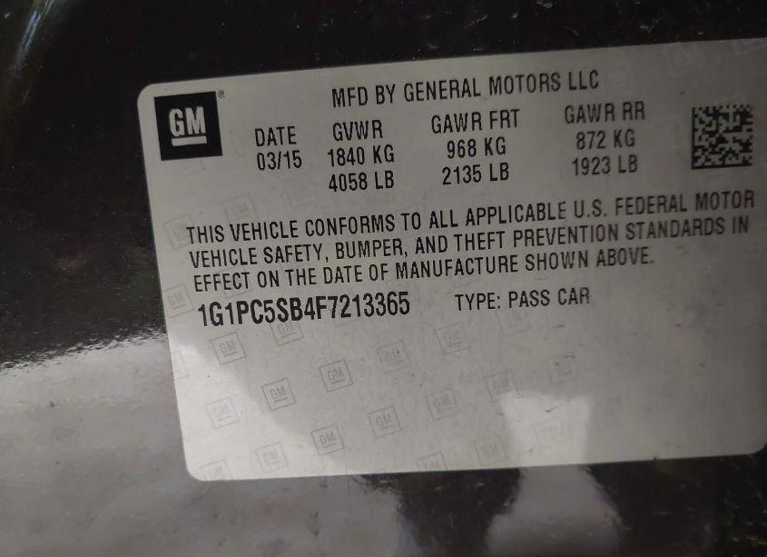 Photo 9 of 2015 Chevrolet Cruze 1LT AUTO (VIN 1G1PC5SB4F7213365)