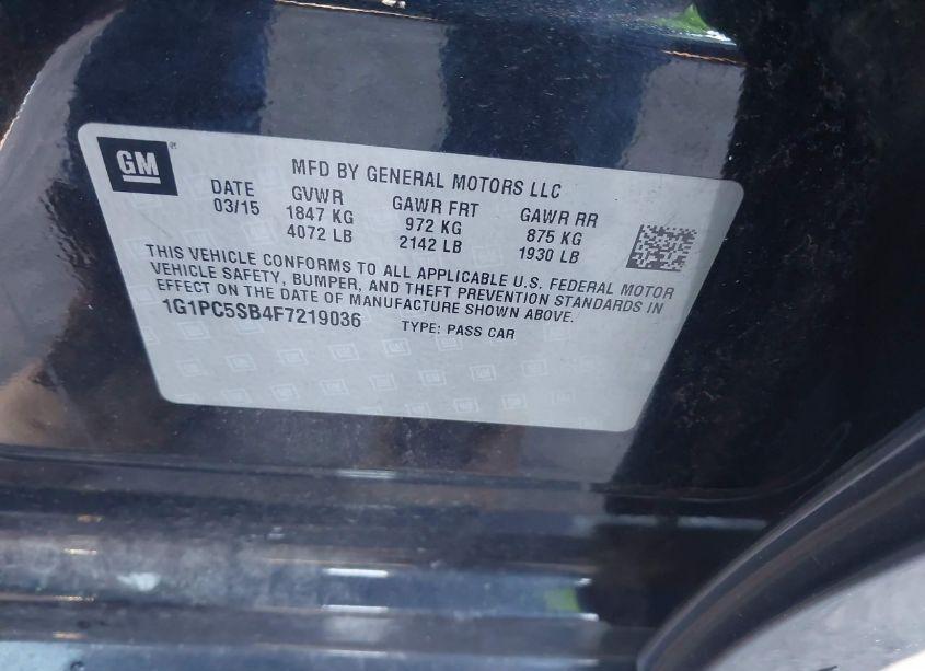 Photo 9 of 2015 Chevrolet Cruze 1LT AUTO (VIN 1G1PC5SB4F7219036)