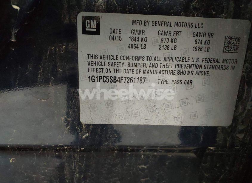 Photo 9 of 2015 Chevrolet Cruze 1LT AUTO (VIN 1G1PC5SB4F7261187)