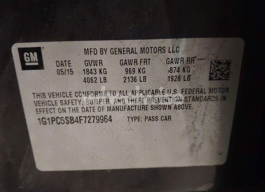 Photo 9 of 2015 Chevrolet Cruze 1LT AUTO (VIN 1G1PC5SB4F7279964)