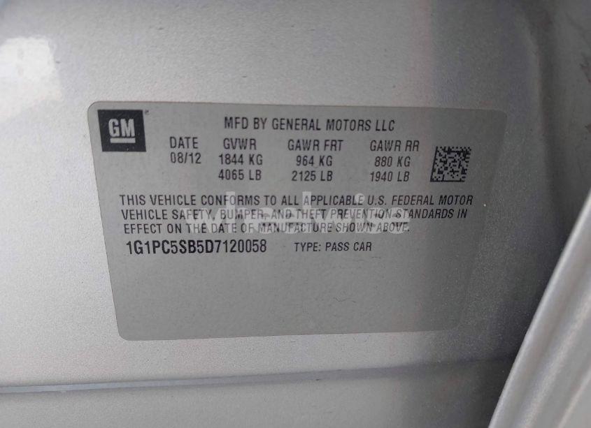 Photo 9 of 2013 Chevrolet Cruze 1LT AUTO (VIN 1G1PC5SB5D7120058)