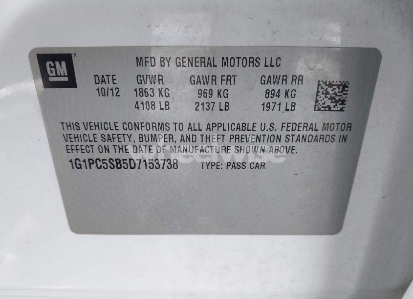 Photo 9 of 2013 Chevrolet Cruze 1LT AUTO (VIN 1G1PC5SB5D7153738)