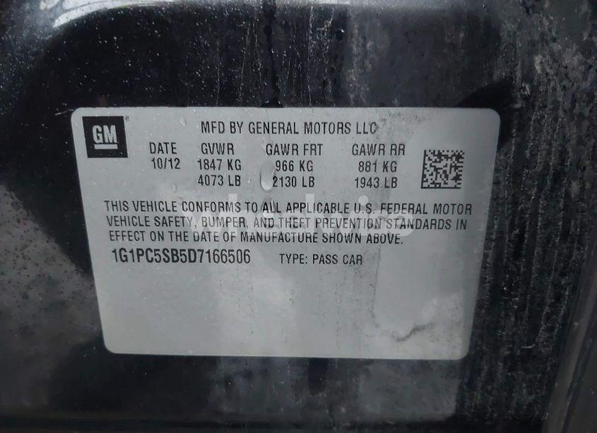 Photo 9 of 2013 Chevrolet Cruze 1LT AUTO (VIN 1G1PC5SB5D7166506)