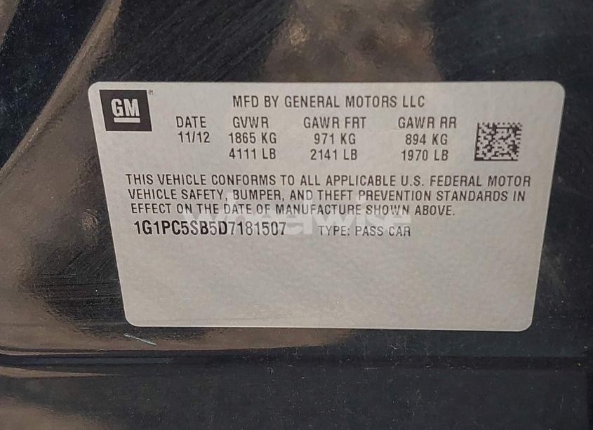 Photo 9 of 2013 Chevrolet Cruze 1LT AUTO (VIN 1G1PC5SB5D7181507)