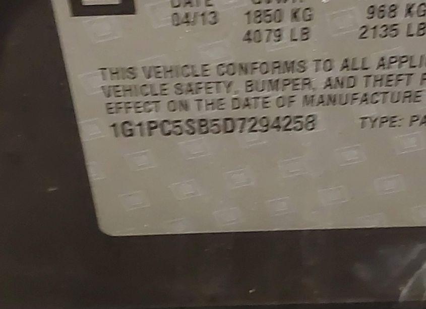 Photo 9 of 2013 Chevrolet Cruze 1LT AUTO (VIN 1G1PC5SB5D7294258)