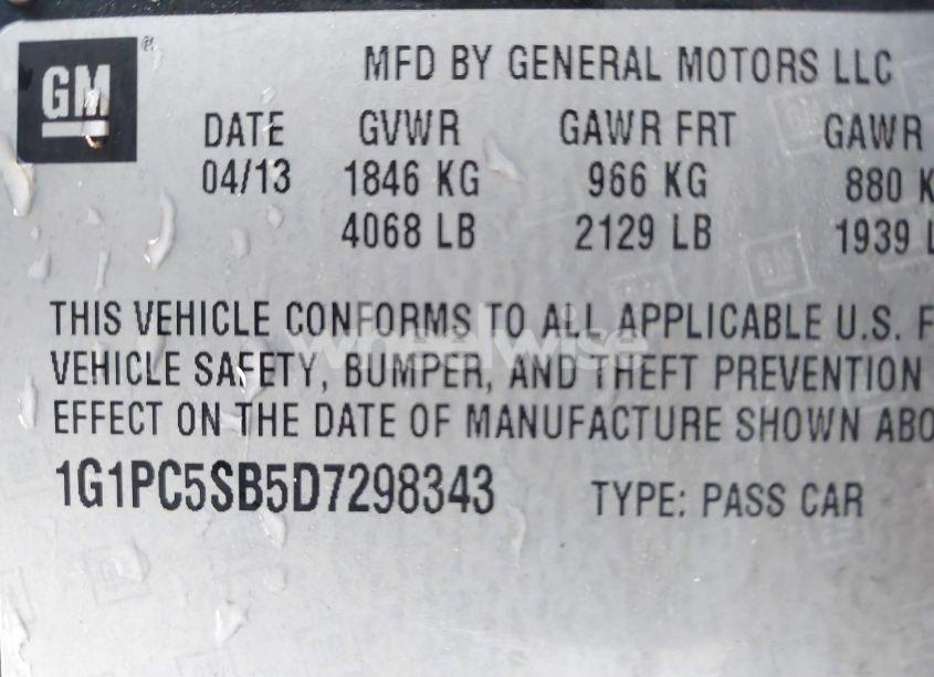 Photo 9 of 2013 Chevrolet Cruze 1LT AUTO (VIN 1G1PC5SB5D7298343)