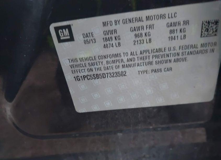 Photo 9 of 2013 Chevrolet Cruze 1LT AUTO (VIN 1G1PC5SB5D7323502)