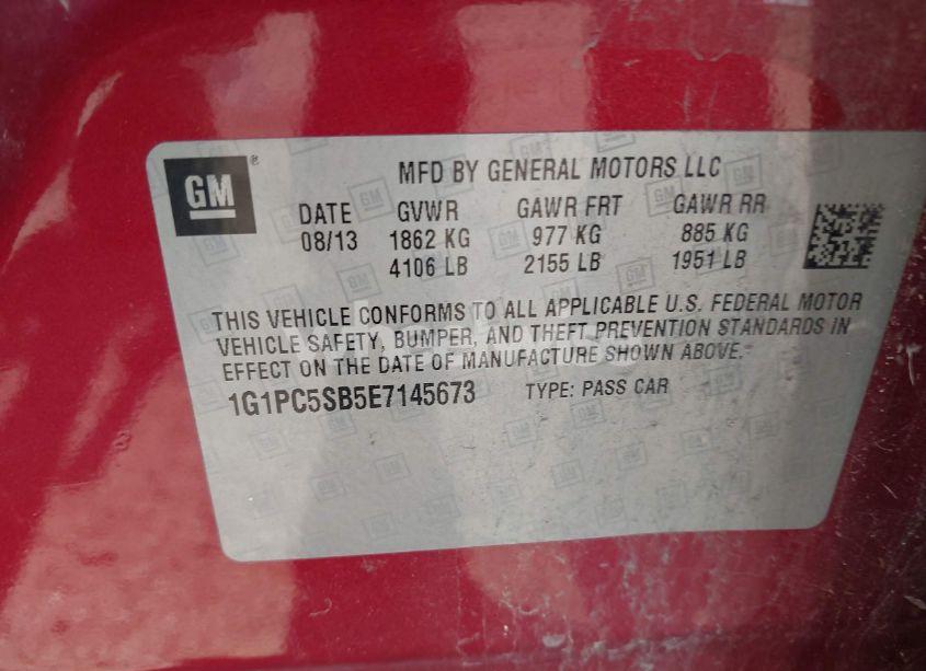 Photo 8 of 2014 Chevrolet Cruze 1LT AUTO (VIN 1G1PC5SB5E7145673)