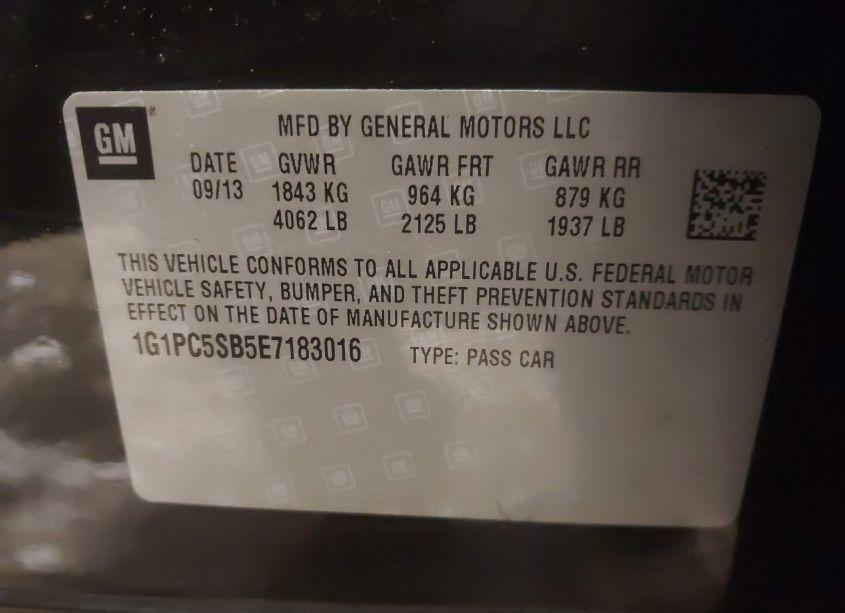 Photo 9 of 2014 Chevrolet Cruze 1LT AUTO (VIN 1G1PC5SB5E7183016)