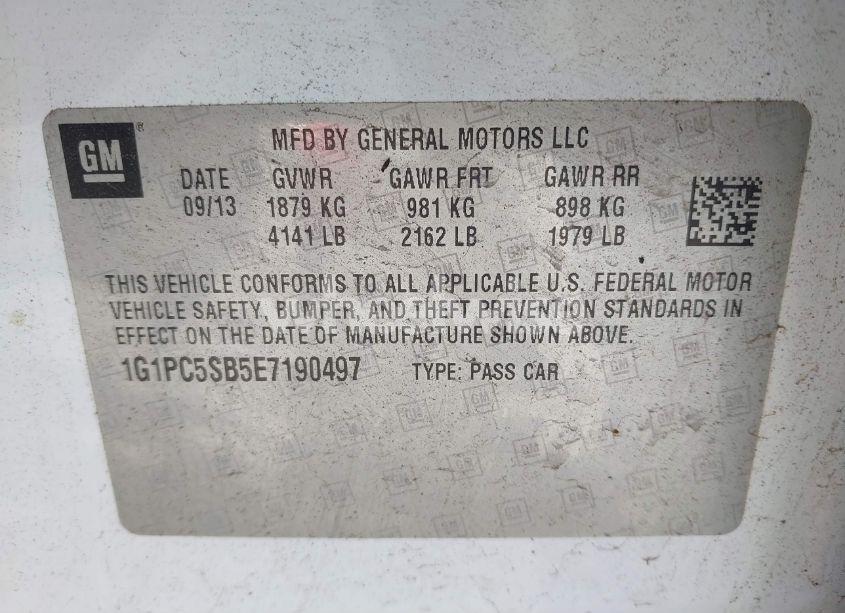 Photo 9 of 2014 Chevrolet Cruze 1LT AUTO (VIN 1G1PC5SB5E7190497)