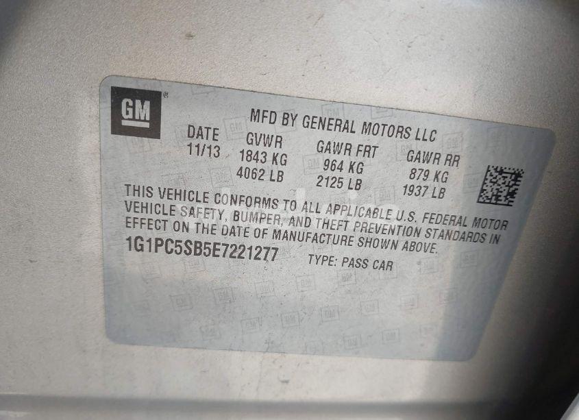 Photo 9 of 2014 Chevrolet Cruze 1LT AUTO (VIN 1G1PC5SB5E7221277)