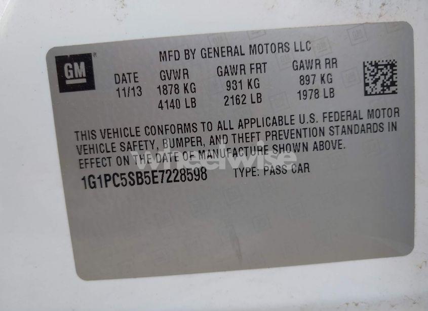 Photo 9 of 2014 Chevrolet Cruze 1LT AUTO (VIN 1G1PC5SB5E7228598)