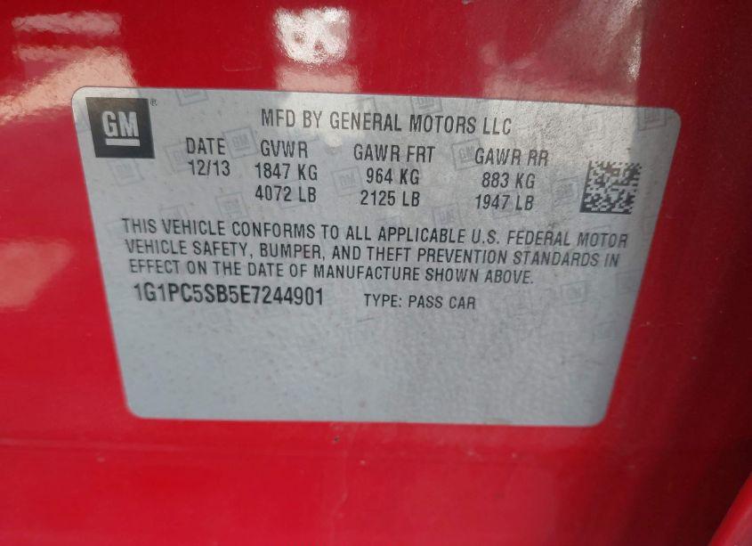 Photo 9 of 2014 Chevrolet Cruze 1LT AUTO (VIN 1G1PC5SB5E7244901)