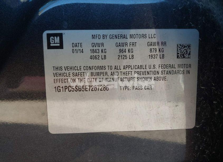 Photo 9 of 2014 Chevrolet Cruze 1LT AUTO (VIN 1G1PC5SB5E7267286)