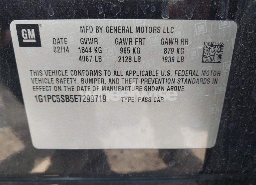 Photo 9 of 2014 Chevrolet Cruze 1LT AUTO (VIN 1G1PC5SB5E7299719)