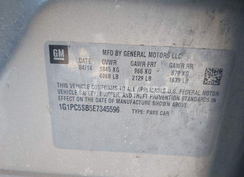 Photo 9 of 2014 Chevrolet Cruze 1LT AUTO (VIN 1G1PC5SB5E7345596)