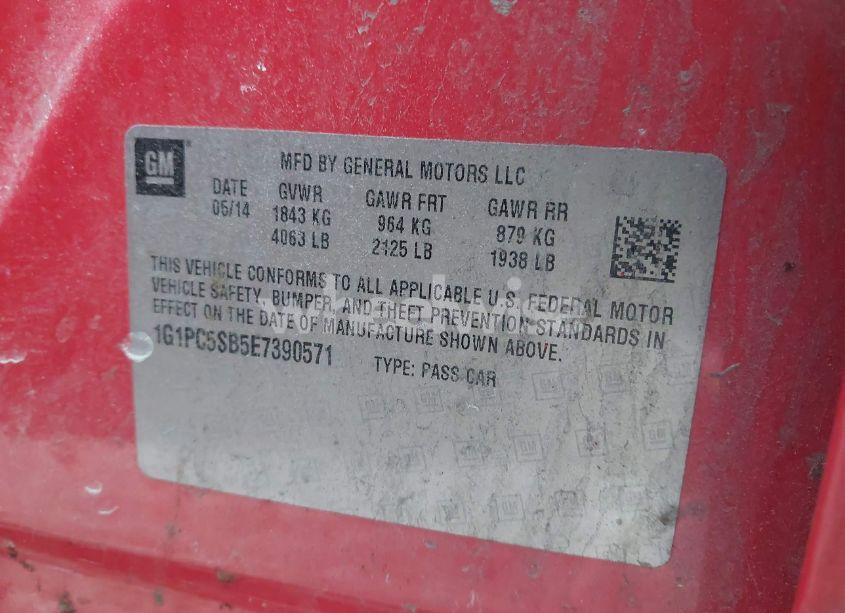 Photo 9 of 2014 Chevrolet Cruze 1LT AUTO (VIN 1G1PC5SB5E7390571)