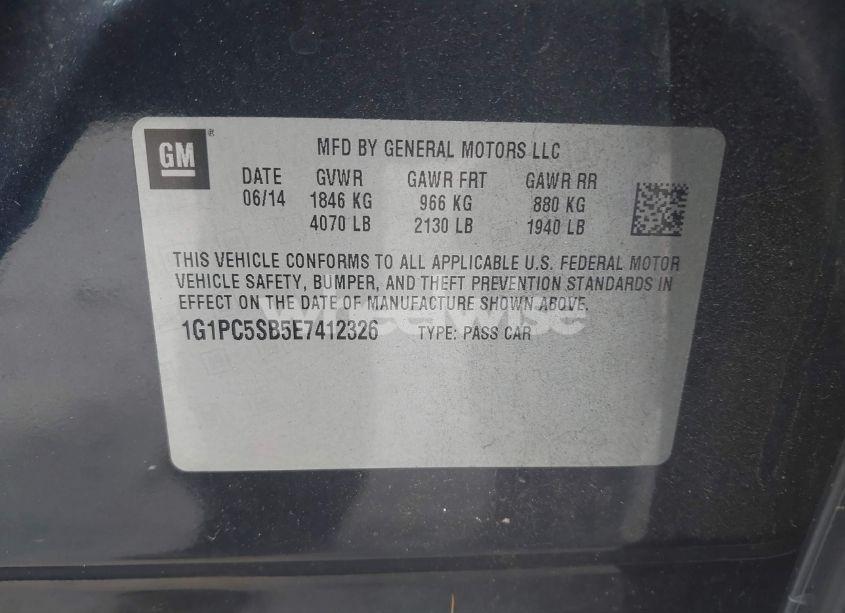 Photo 9 of 2014 Chevrolet Cruze 1LT AUTO (VIN 1G1PC5SB5E7412326)