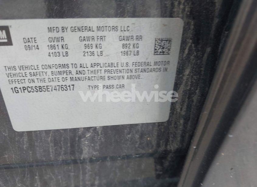 Photo 9 of 2014 Chevrolet Cruze 1LT AUTO (VIN 1G1PC5SB5E7476317)