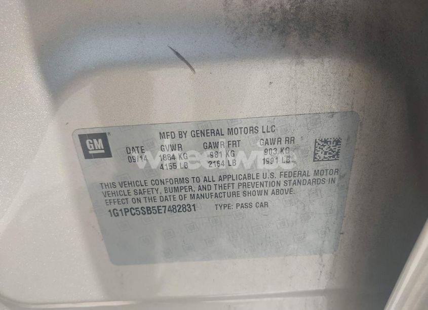 Photo 9 of 2014 Chevrolet Cruze 1LT AUTO (VIN 1G1PC5SB5E7482831)