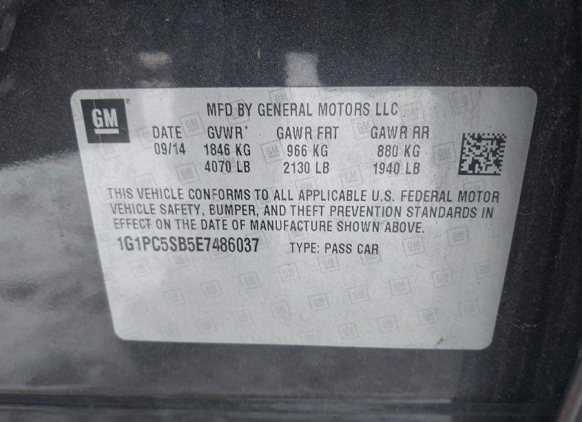 Photo 9 of 2014 Chevrolet Cruze 1LT AUTO (VIN 1G1PC5SB5E7486037)