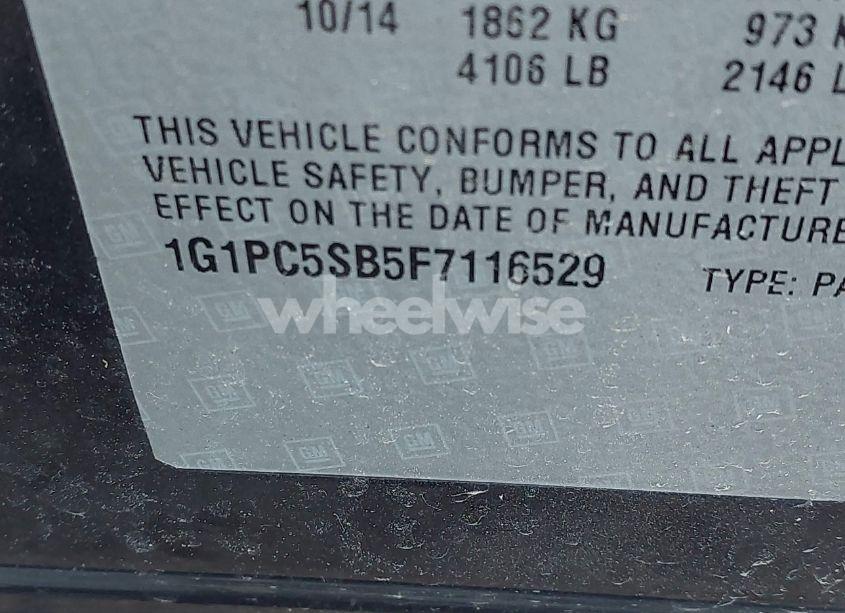 Photo 9 of 2015 Chevrolet Cruze 1LT AUTO (VIN 1G1PC5SB5F7116529)