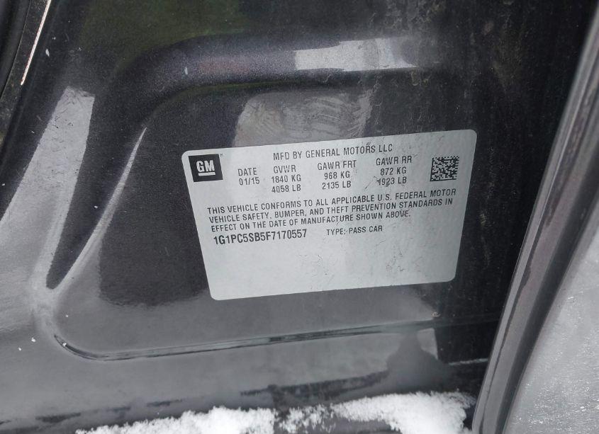 Photo 9 of 2015 Chevrolet Cruze 1LT AUTO (VIN 1G1PC5SB5F7170557)