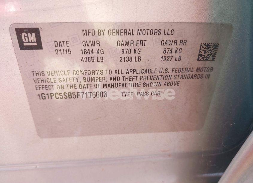 Photo 9 of 2015 Chevrolet Cruze 1LT AUTO (VIN 1G1PC5SB5F7176603)