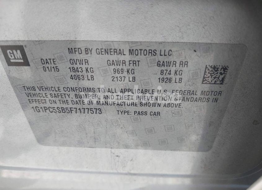 Photo 9 of 2015 Chevrolet Cruze 1LT AUTO (VIN 1G1PC5SB5F7177573)