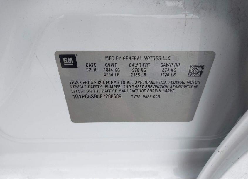 Photo 11 of 2015 Chevrolet Cruze 1LT AUTO (VIN 1G1PC5SB5F7208689)