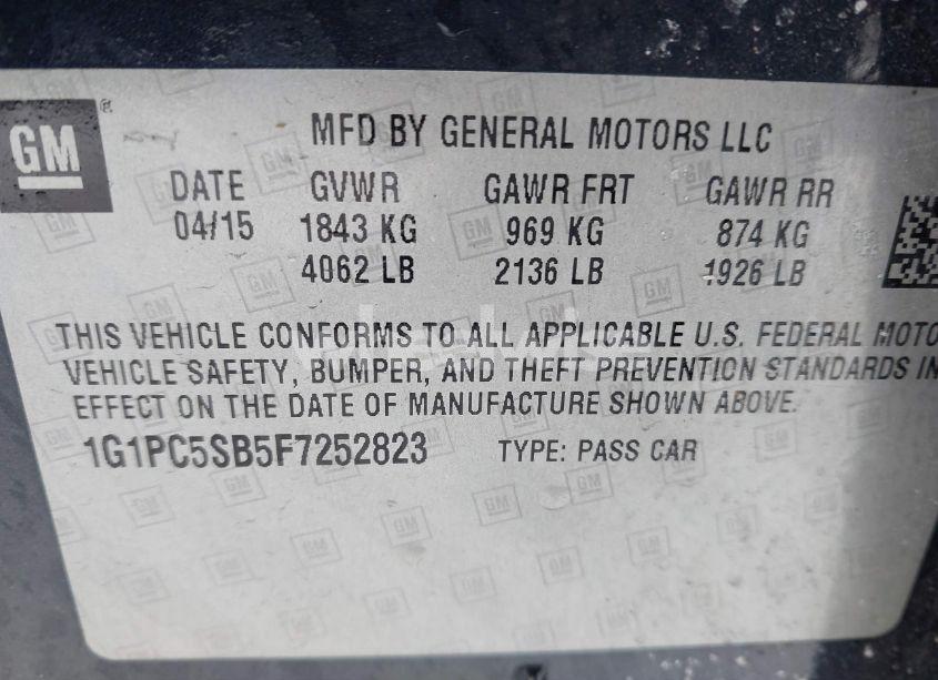 Photo 9 of 2015 Chevrolet Cruze 1LT AUTO (VIN 1G1PC5SB5F7252823)