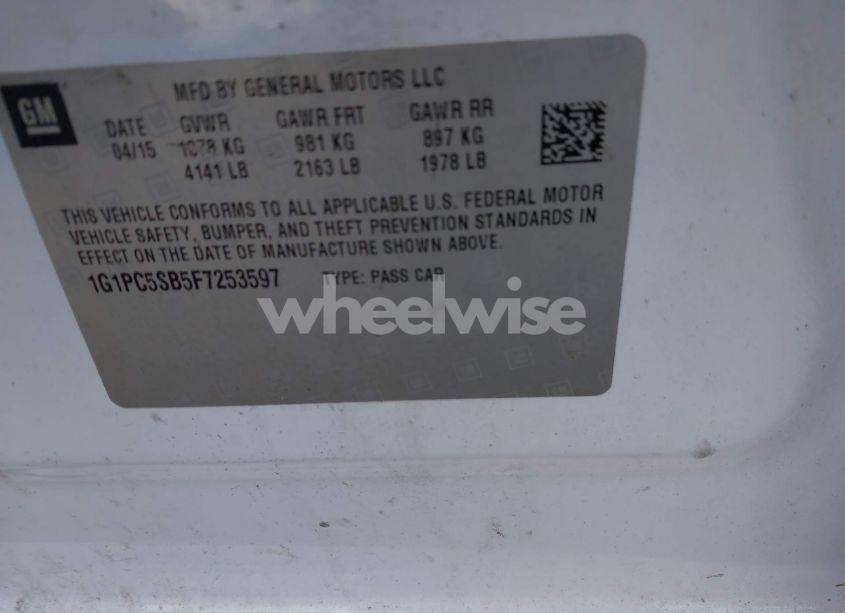 Photo 9 of 2015 Chevrolet Cruze 1LT AUTO (VIN 1G1PC5SB5F7253597)