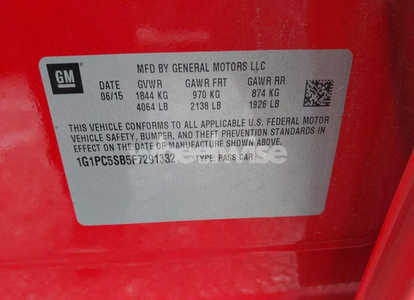 Photo 9 of 2015 Chevrolet Cruze 1LT AUTO (VIN 1G1PC5SB5F7291332)