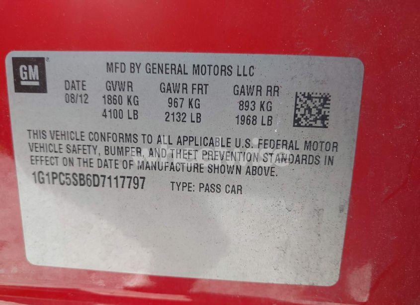 Photo 9 of 2013 Chevrolet Cruze 1LT AUTO (VIN 1G1PC5SB6D7117797)