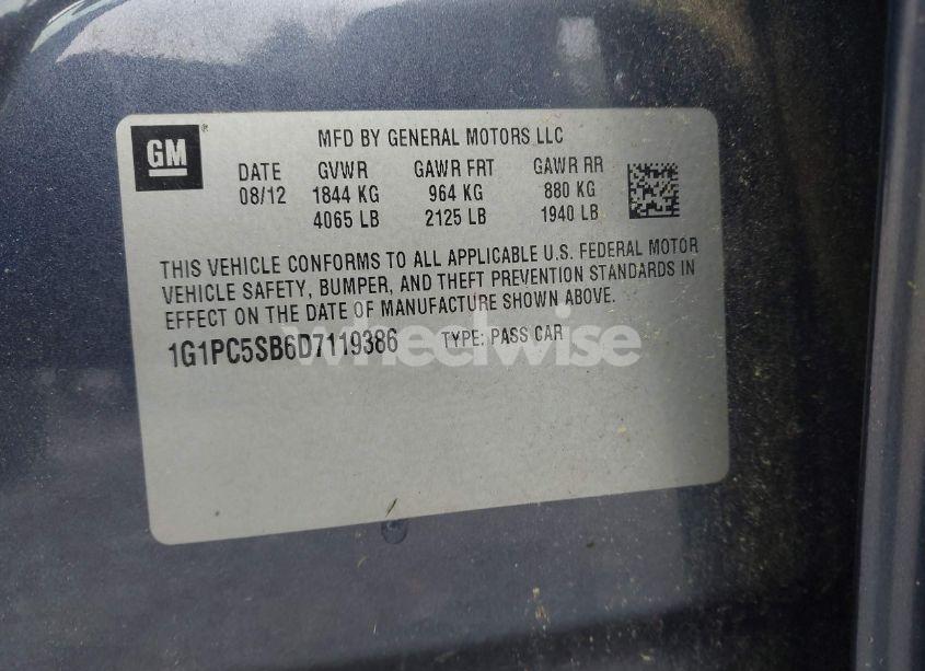 Photo 9 of 2013 Chevrolet Cruze 1LT AUTO (VIN 1G1PC5SB6D7119386)