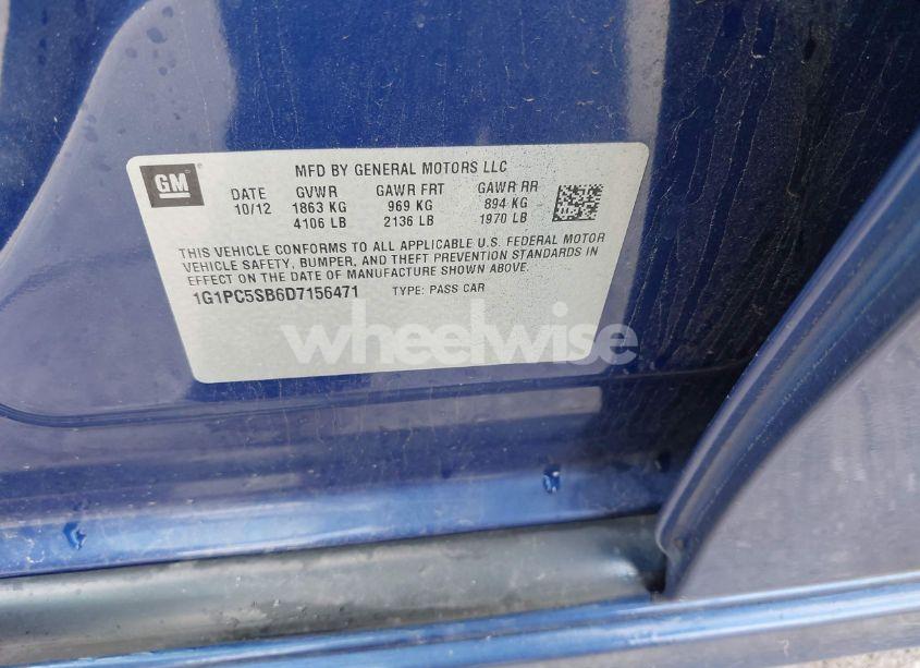 Photo 9 of 2013 Chevrolet Cruze 1LT AUTO (VIN 1G1PC5SB6D7156471)