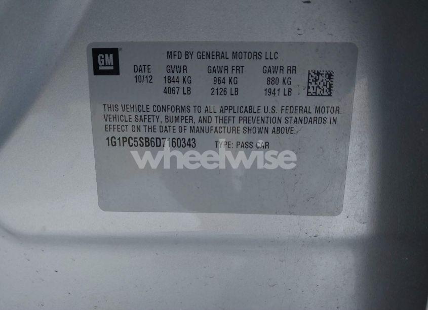 Photo 9 of 2013 Chevrolet Cruze 1LT AUTO (VIN 1G1PC5SB6D7160343)