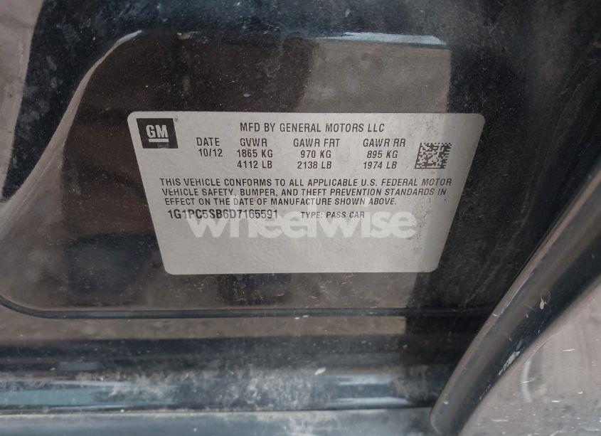 Photo 9 of 2013 Chevrolet Cruze 1LT AUTO (VIN 1G1PC5SB6D7165591)