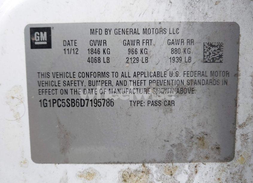 Photo 9 of 2013 Chevrolet Cruze 1LT AUTO (VIN 1G1PC5SB6D7195786)