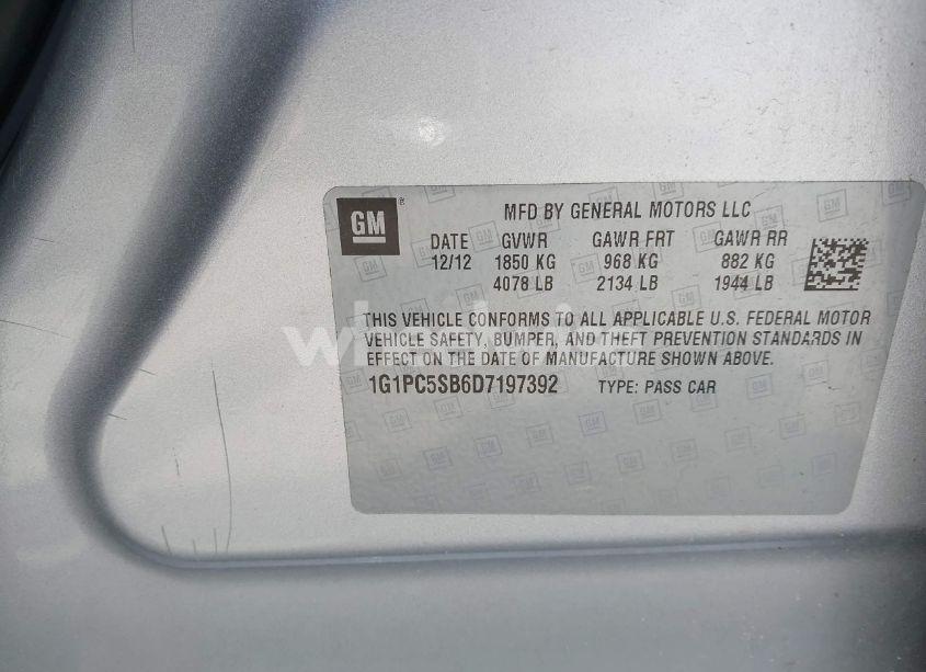 Photo 9 of 2013 Chevrolet Cruze 1LT AUTO (VIN 1G1PC5SB6D7197392)