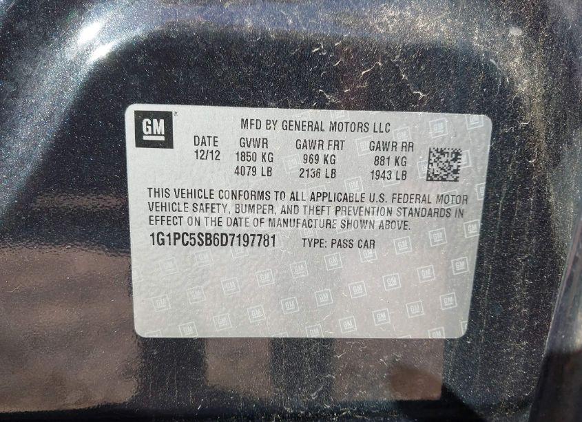 Photo 9 of 2013 Chevrolet Cruze 1LT AUTO (VIN 1G1PC5SB6D7197781)