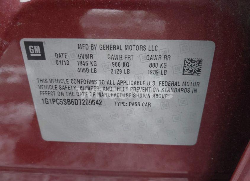 Photo 9 of 2013 Chevrolet Cruze 1LT AUTO (VIN 1G1PC5SB6D7209542)