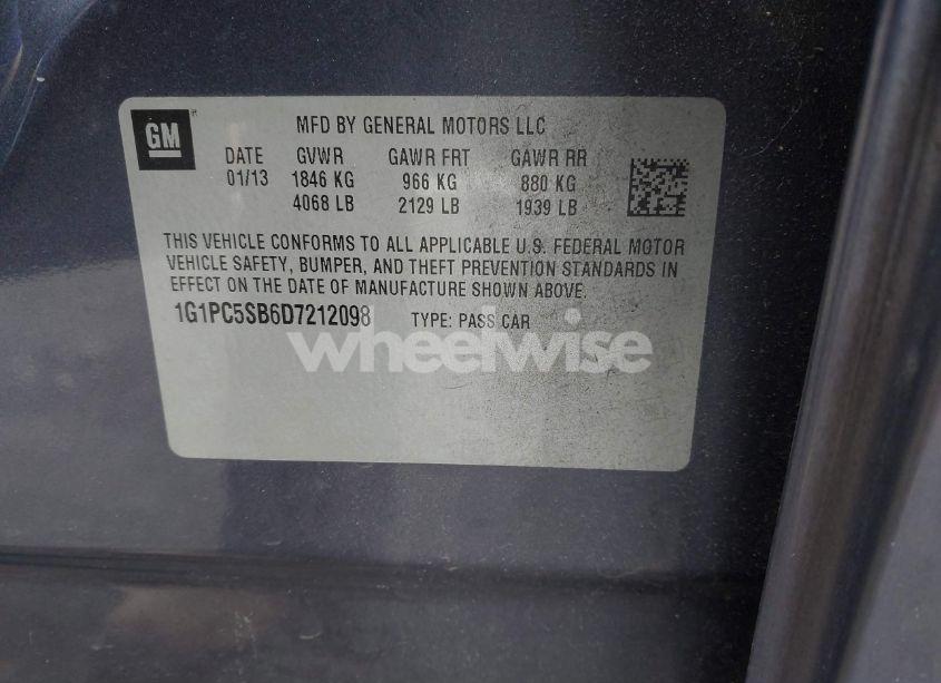 Photo 9 of 2013 Chevrolet Cruze 1LT AUTO (VIN 1G1PC5SB6D7212098)