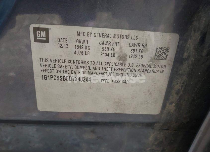 Photo 9 of 2013 Chevrolet Cruze 1LT AUTO (VIN 1G1PC5SB6D7248244)