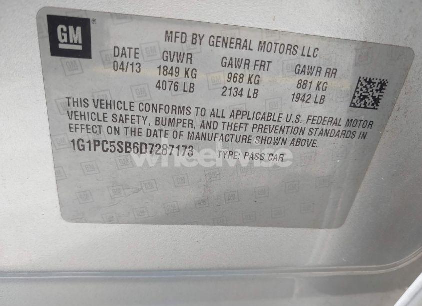 Photo 9 of 2013 Chevrolet Cruze 1LT AUTO (VIN 1G1PC5SB6D7287173)