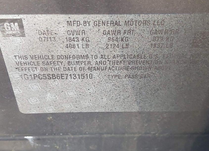 Photo 9 of 2014 Chevrolet Cruze 1LT AUTO (VIN 1G1PC5SB6E7131510)