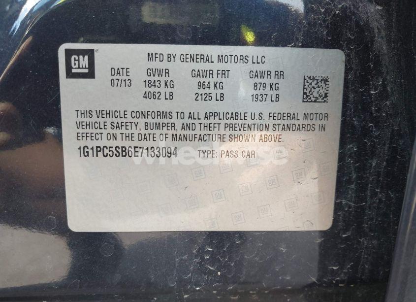 Photo 9 of 2014 Chevrolet Cruze 1LT AUTO (VIN 1G1PC5SB6E7133094)