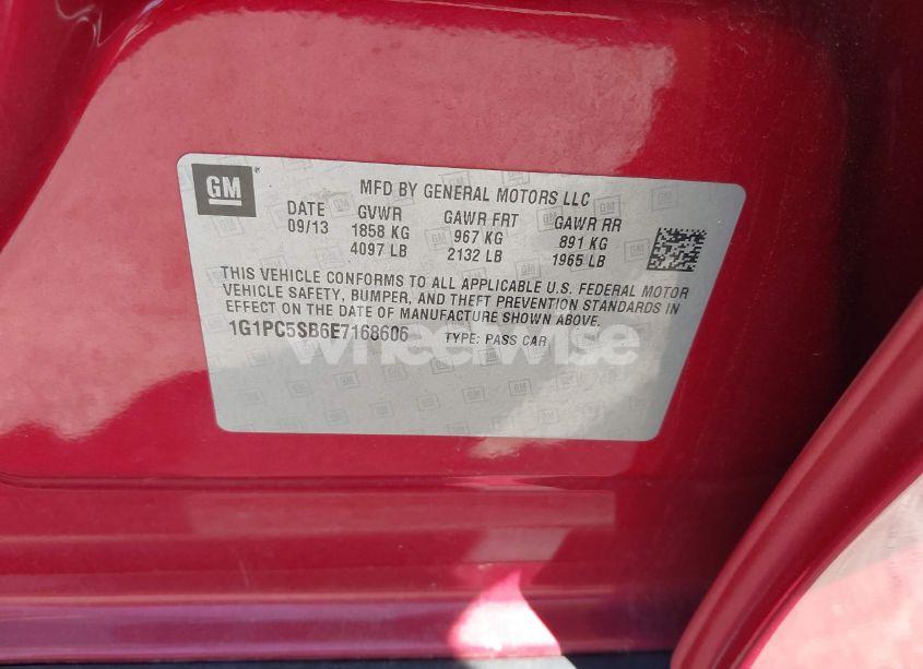 Photo 9 of 2014 Chevrolet Cruze 1LT AUTO (VIN 1G1PC5SB6E7168606)