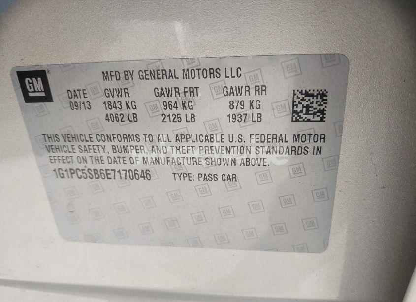 Photo 9 of 2014 Chevrolet Cruze 1LT AUTO (VIN 1G1PC5SB6E7170646)