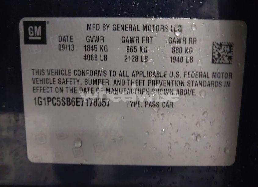 Photo 9 of 2014 Chevrolet Cruze 1LT AUTO (VIN 1G1PC5SB6E7178357)